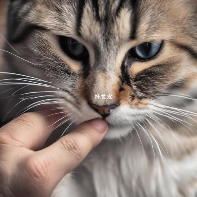 如何才能用手指轻轻触碰猫鼻的哪个部位?
